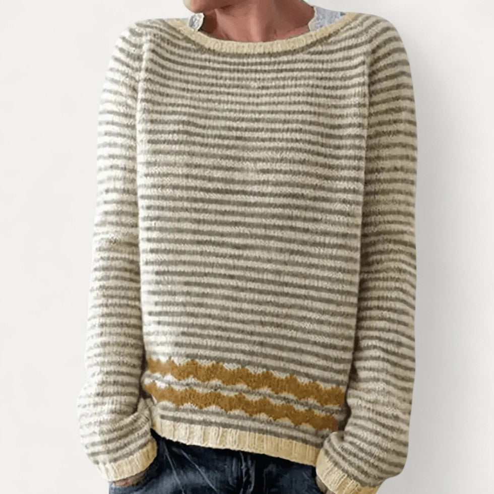 Pull en maille texturée rayé pour femme