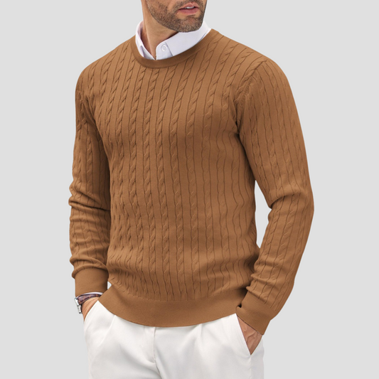 Pull en maille torsadée texturée pour homme
