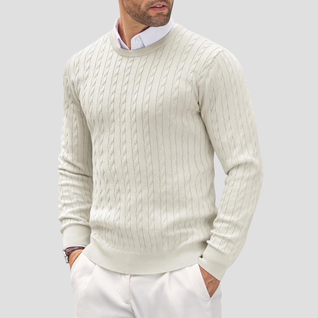 Pull en maille torsadée texturée pour homme