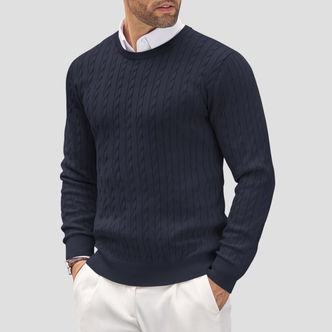 Pull en maille torsadée texturée pour homme