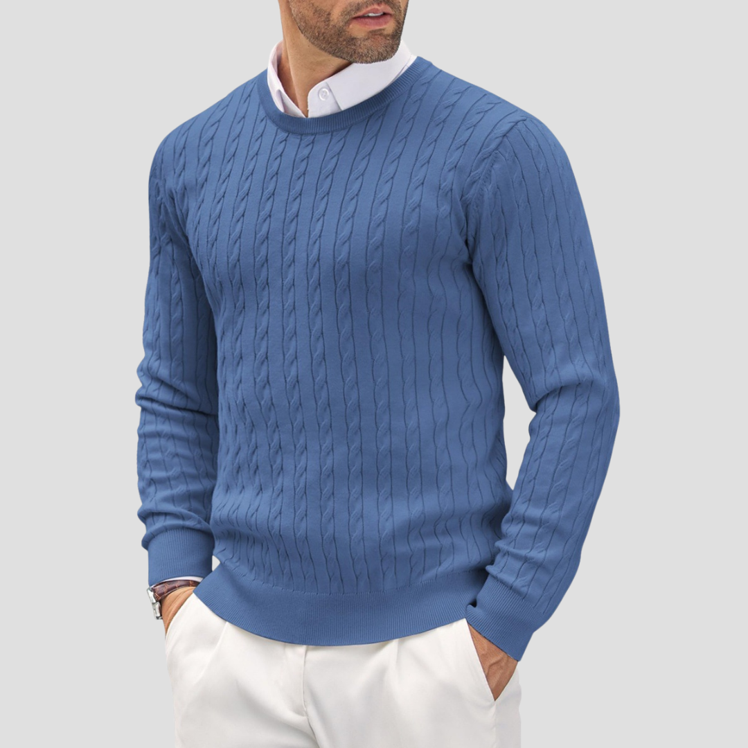 Pull en maille torsadée texturée pour homme