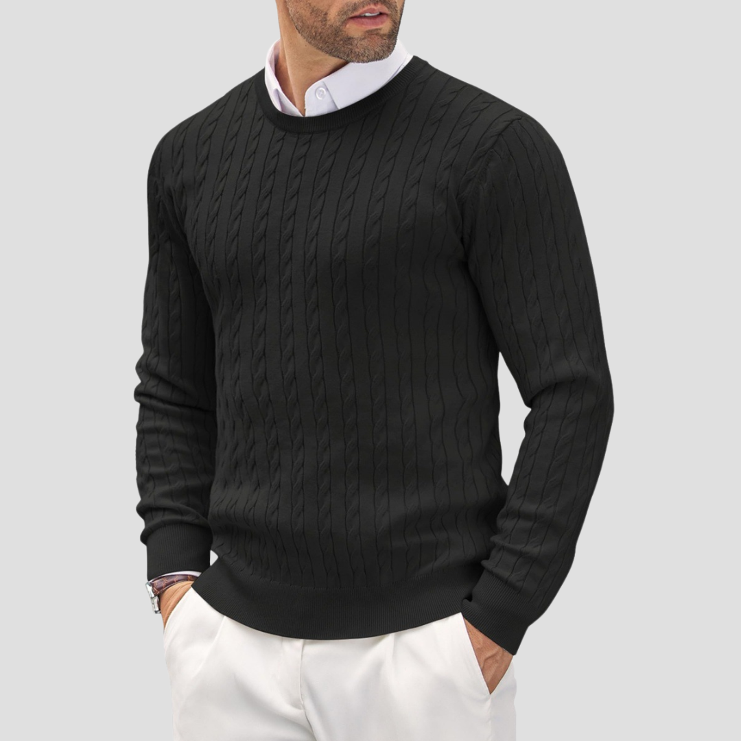 Pull en maille torsadée texturée pour homme