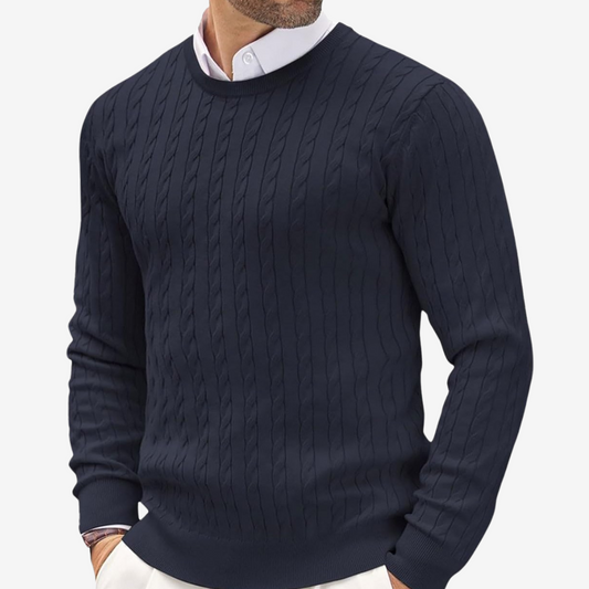 Pull en maille torsadée verticale pour homme