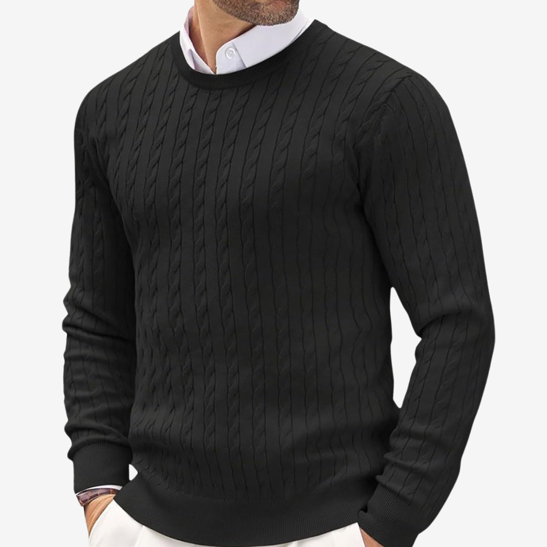 Pull en maille torsadée verticale pour homme