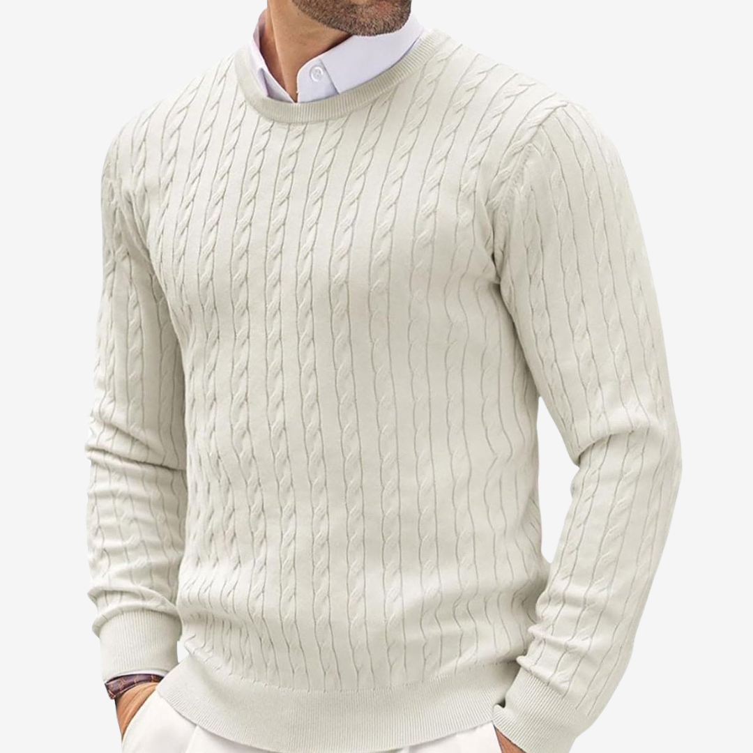 Pull en maille torsadée verticale pour homme