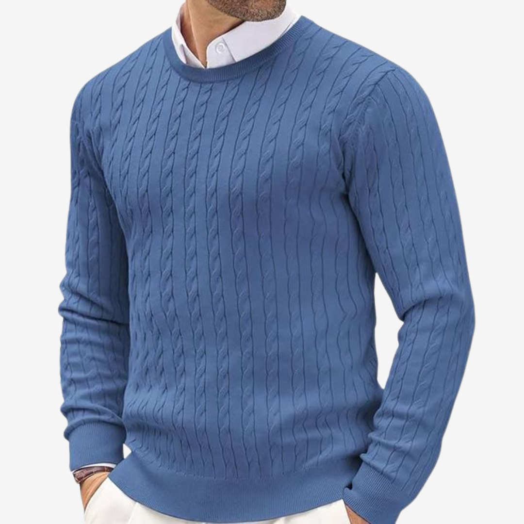 Pull en maille torsadée verticale pour homme