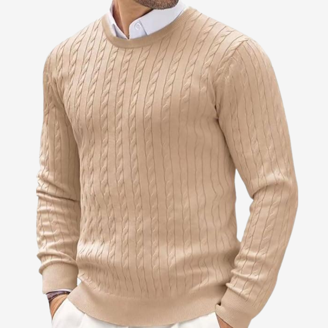 Pull en maille torsadée verticale pour homme