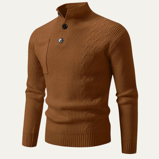 Pull homme à boutons côtelés