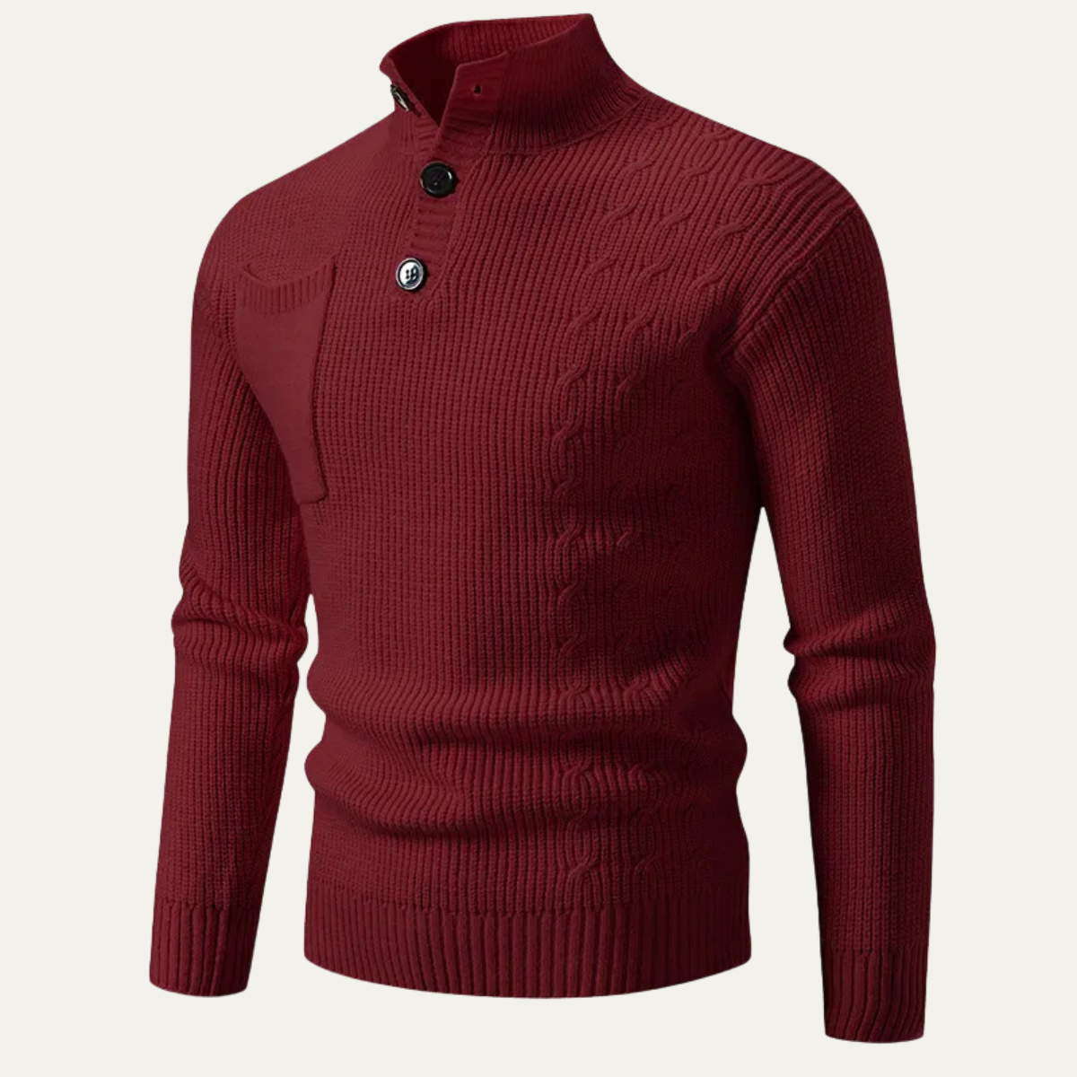 Pull homme à boutons côtelés