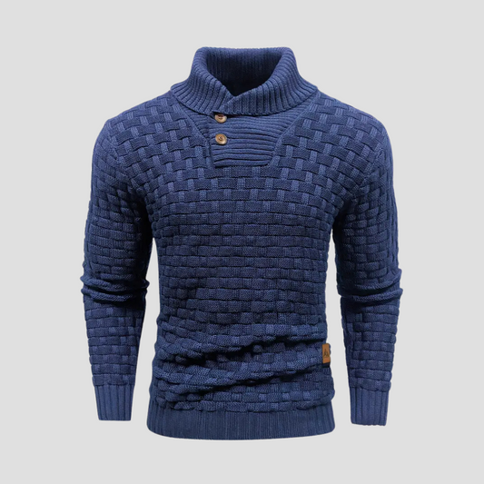 Pull homme à col châle en maille tressée