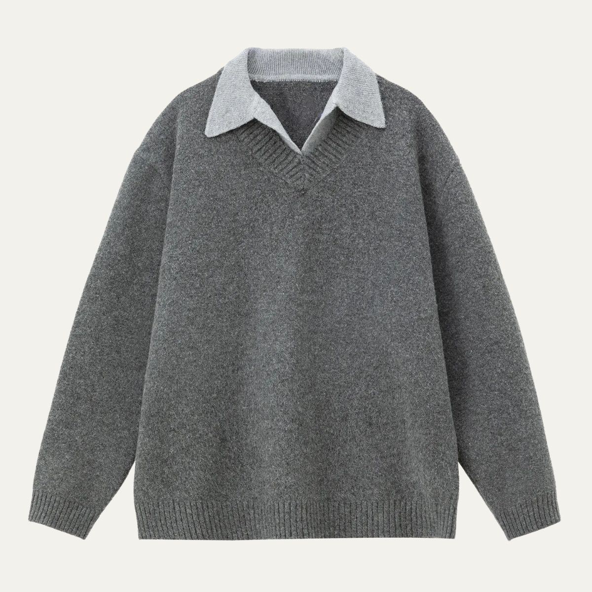 Pull homme à col en V et col superposé
