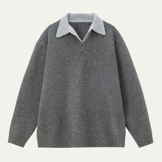 Pull homme à col en V et col superposé