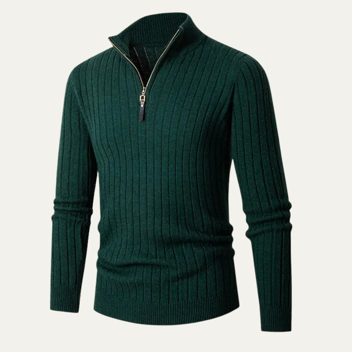 Pull homme à col montant zippé et coupe ajustée