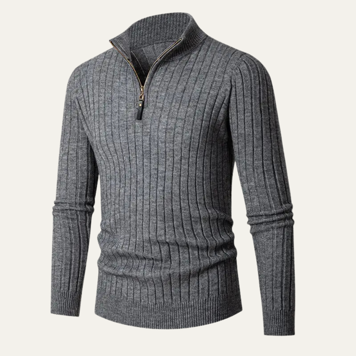Pull homme à col montant zippé et coupe ajustée