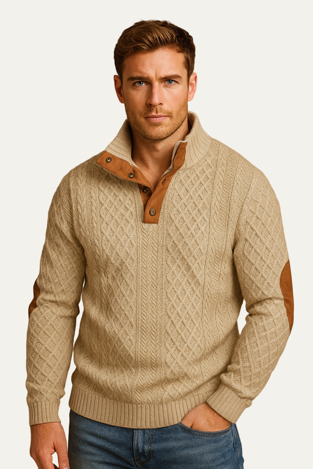 Pull jacquard à grosses torsades pour homme