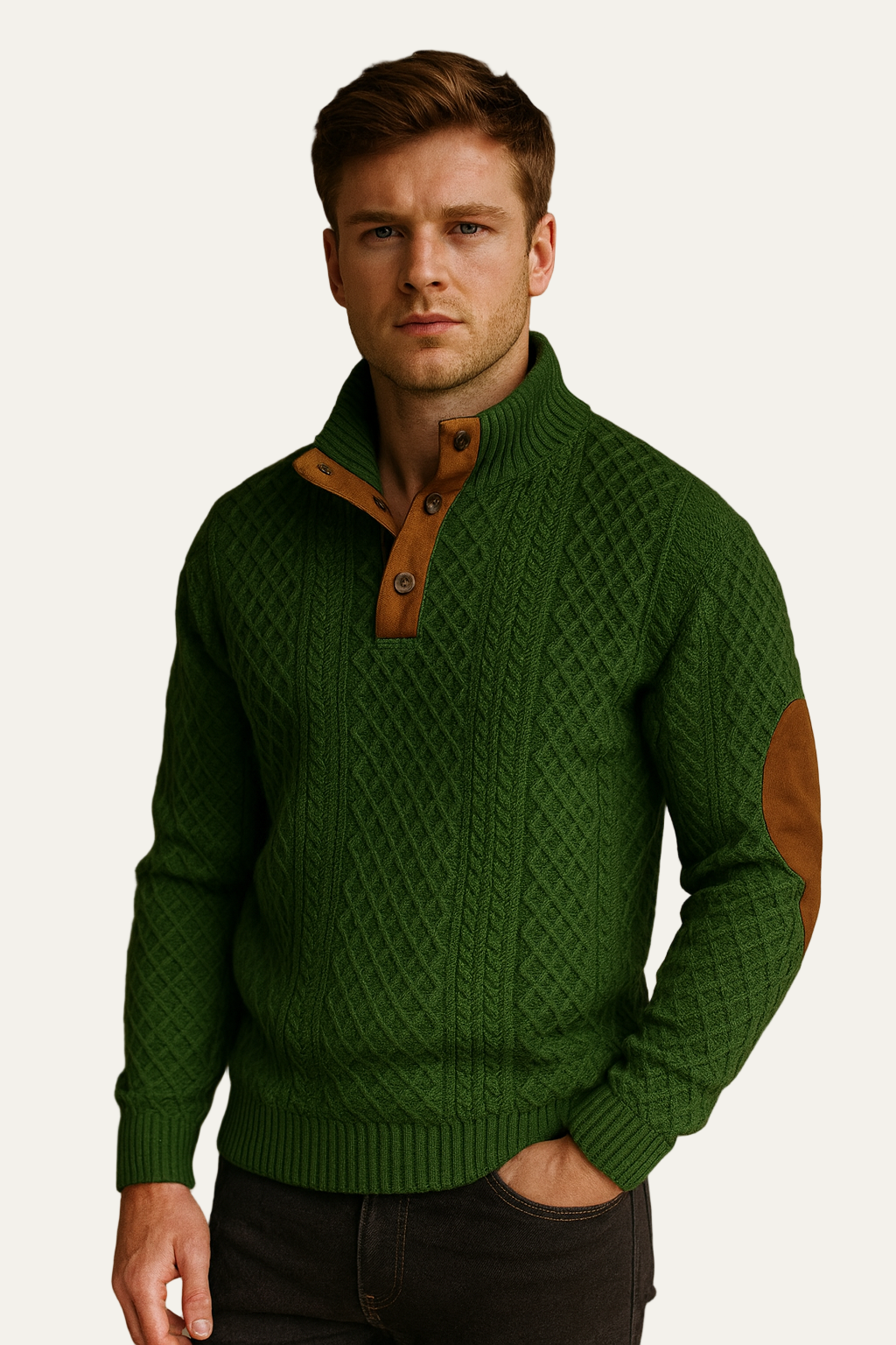 Pull jacquard à grosses torsades pour homme
