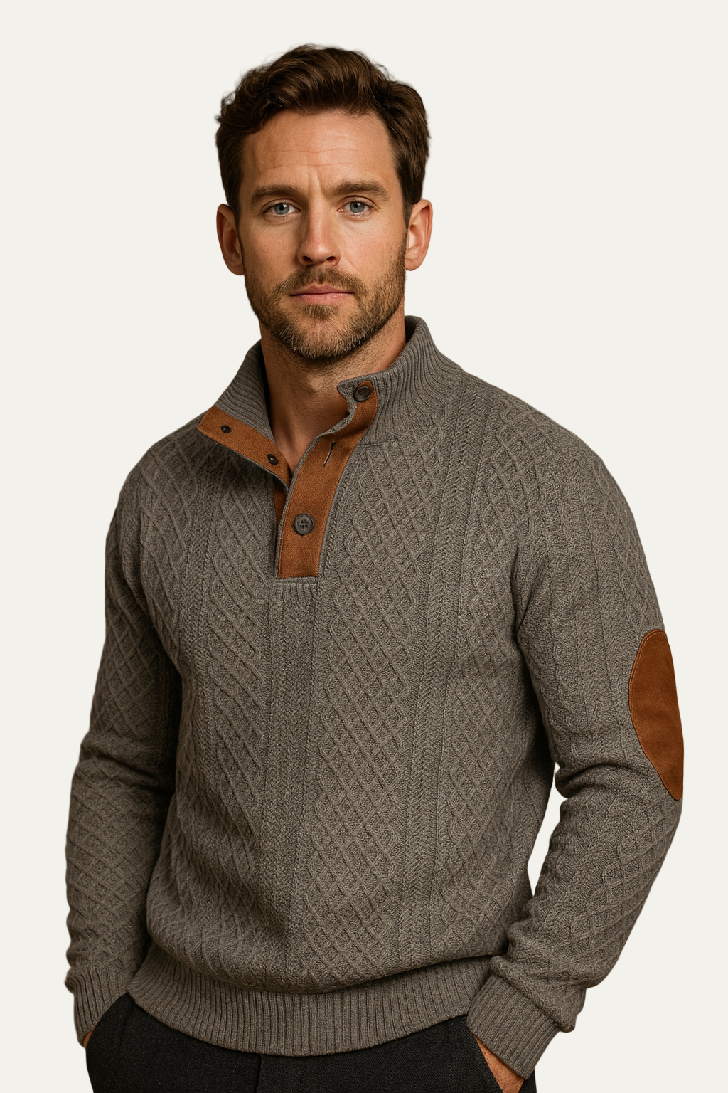 Pull jacquard à grosses torsades pour homme