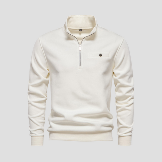 Pull minimaliste à col zippé pour homme