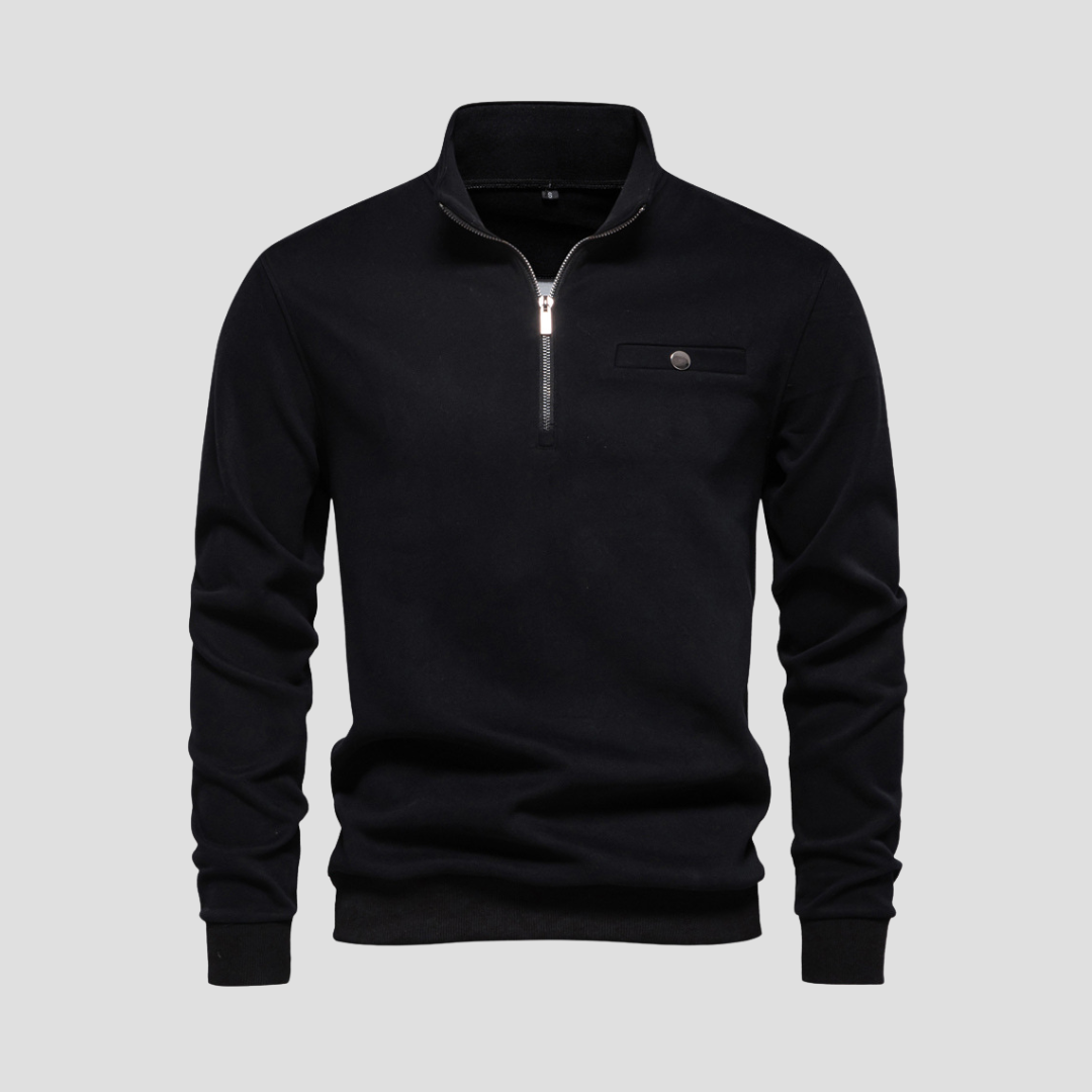 Pull minimaliste à col zippé pour homme