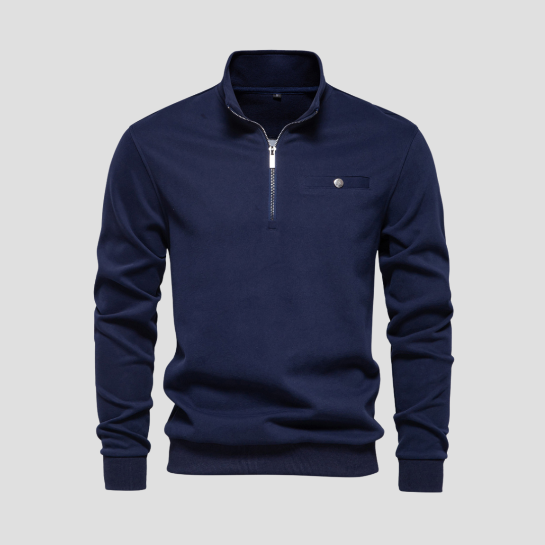 Pull minimaliste à col zippé pour homme