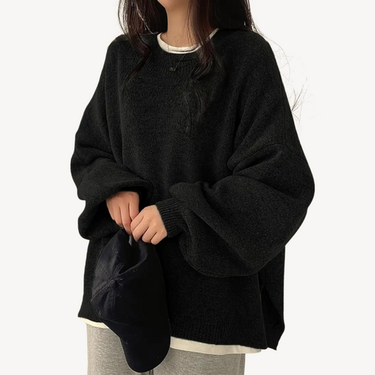 Pull oversize décontracté à col rond pour femme