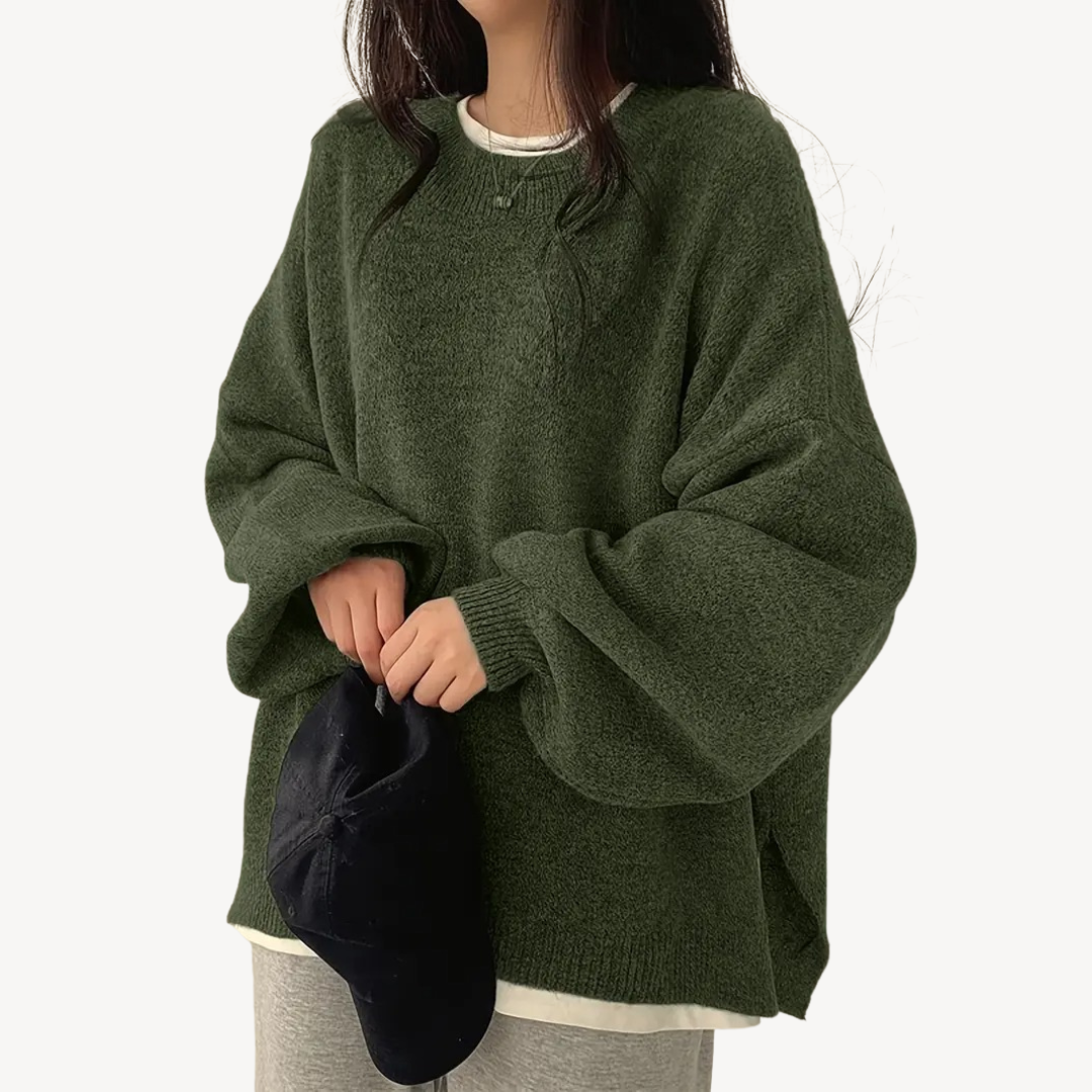 Pull oversize décontracté à col rond pour femme