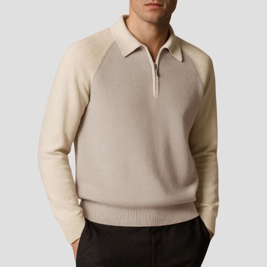 Pull polo à demi-zip pour homme