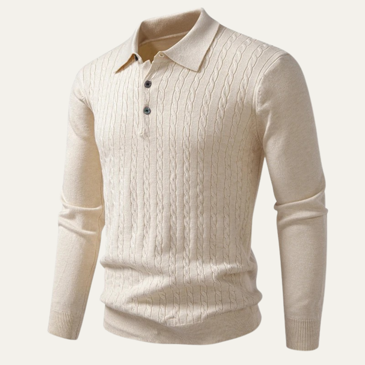 Pull polo en maille à manches longues pour homme