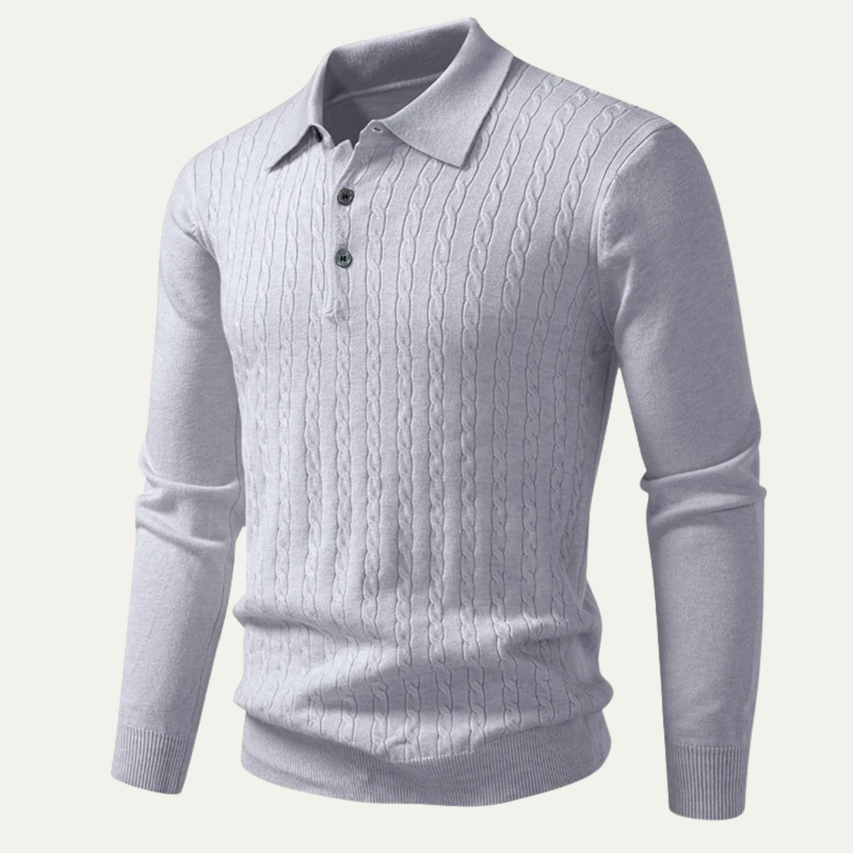 Pull polo en maille à manches longues pour homme