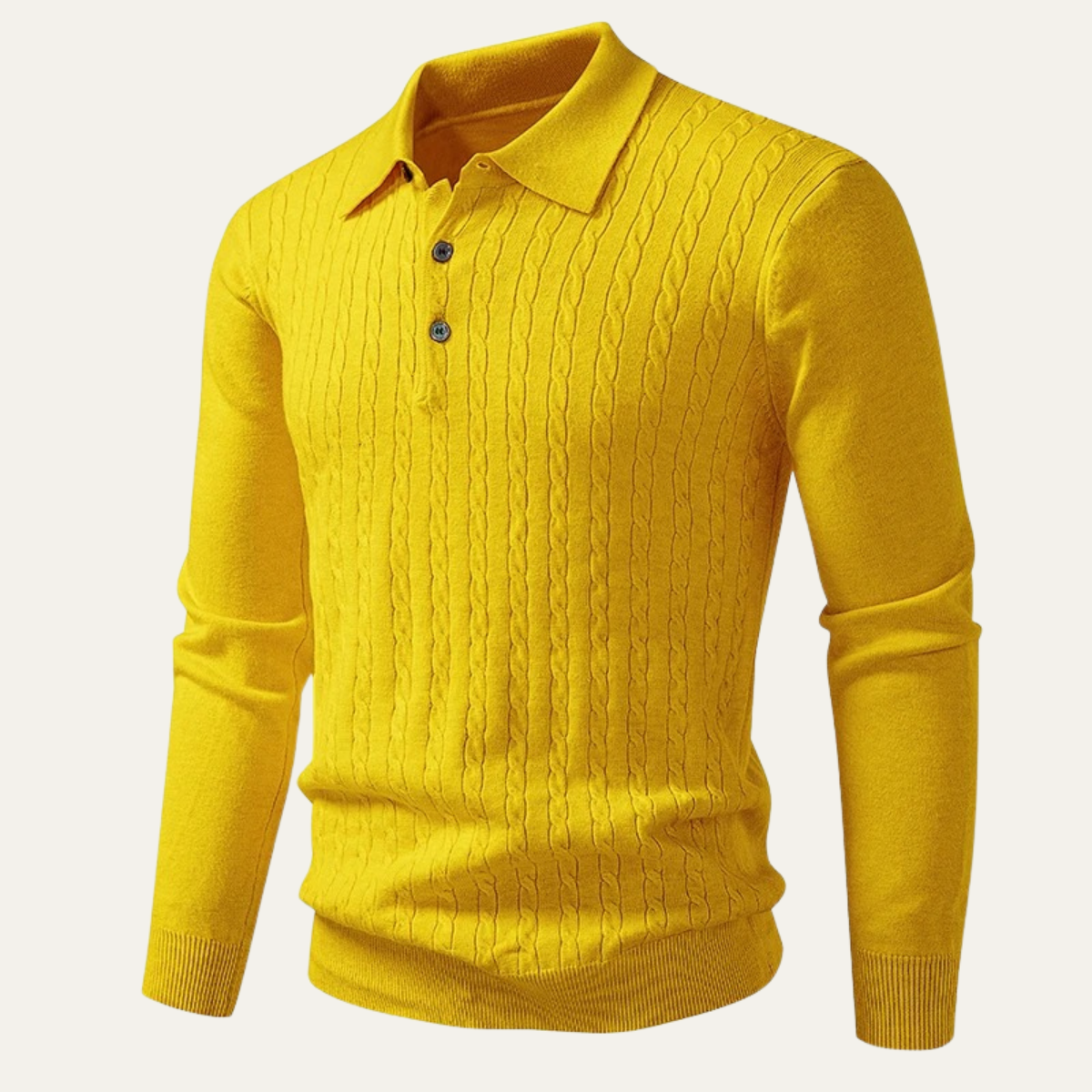 Pull polo en maille à manches longues pour homme