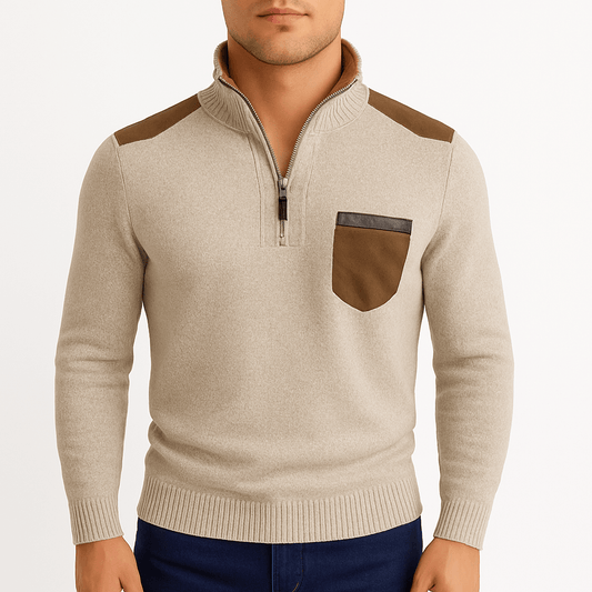 Pull polo en polaire cachemire pour homme