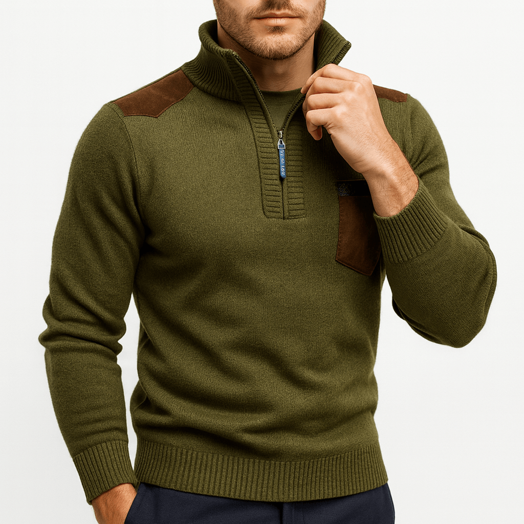 Pull polo en polaire cachemire pour homme