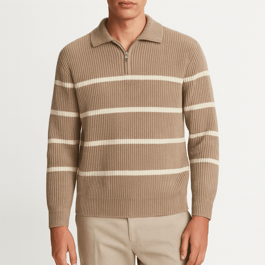 Pull rayé demi-zip pour homme