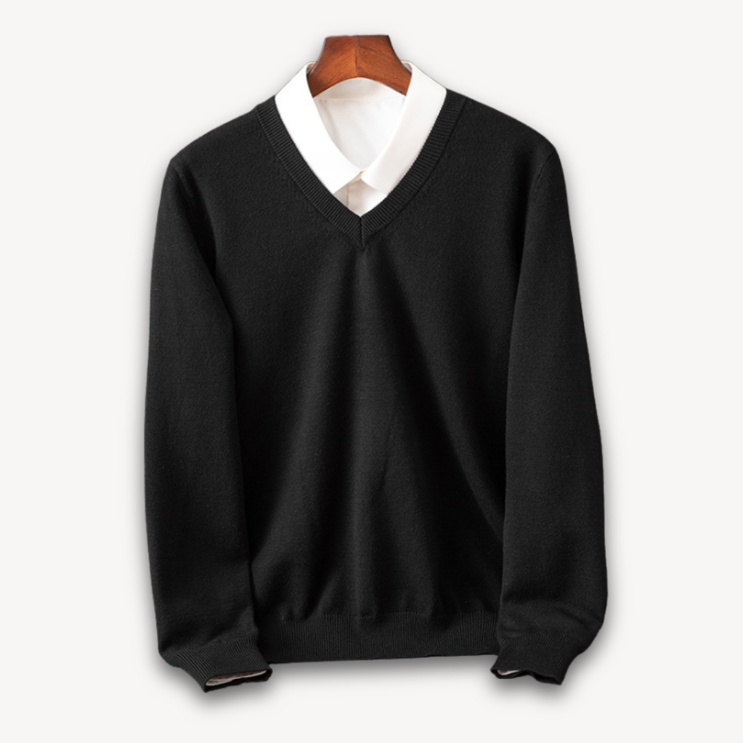 Pull slim classique à col V pour homme