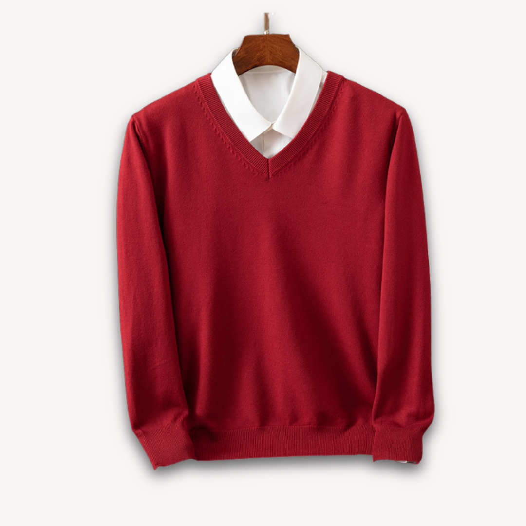 Pull slim classique à col V pour homme