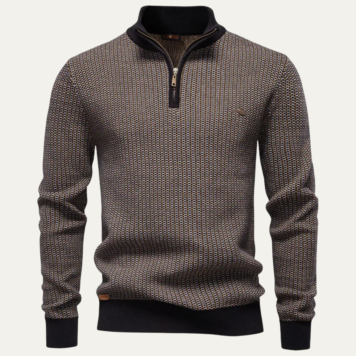 Pull texturé à col zippé pour homme