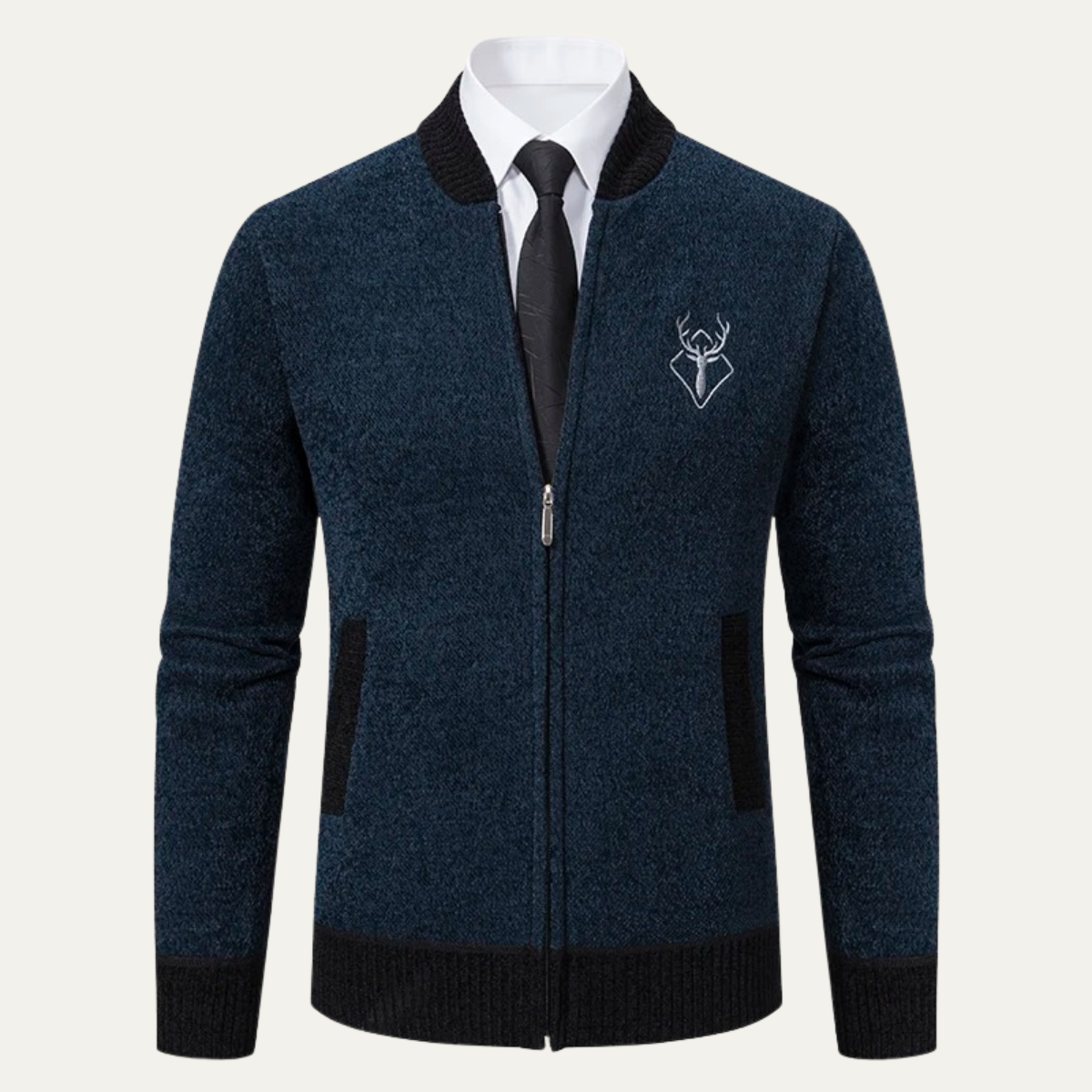 Pull zippé brodé pour homme