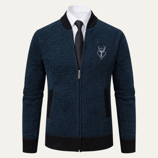 Pull zippé brodé pour homme