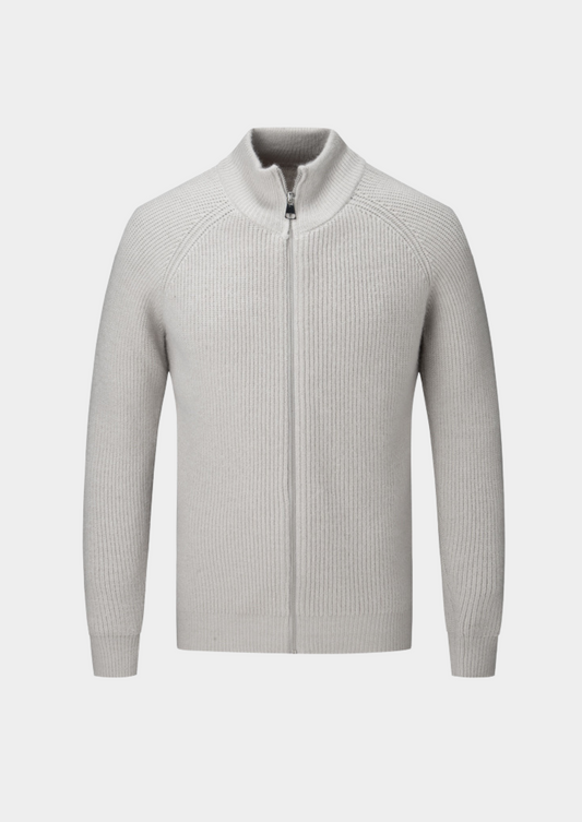 Pull zippé côtelé pour homme