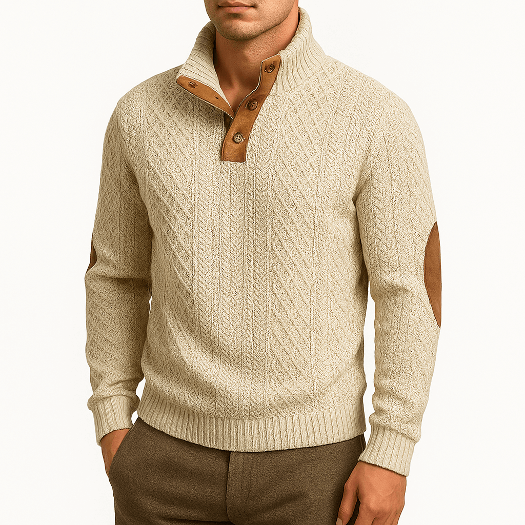 Pull zippé jacquard pour homme