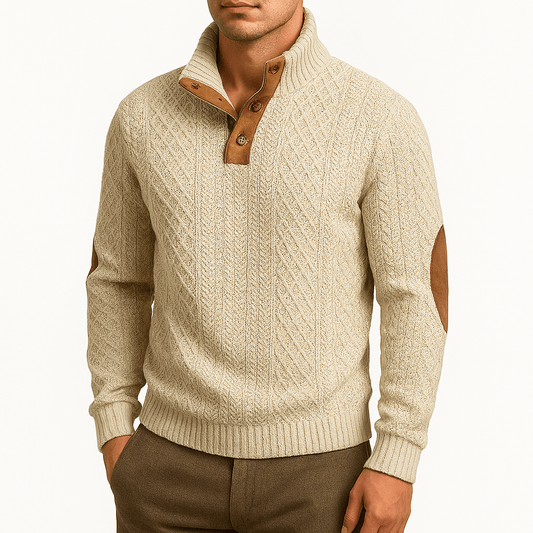 Pull zippé jacquard pour homme