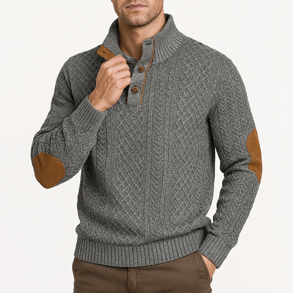 Pull zippé jacquard pour homme