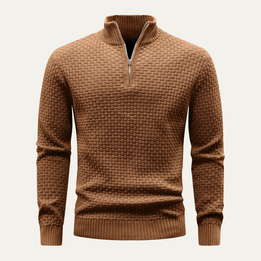 Pull zippé texturé et confortable pour homme