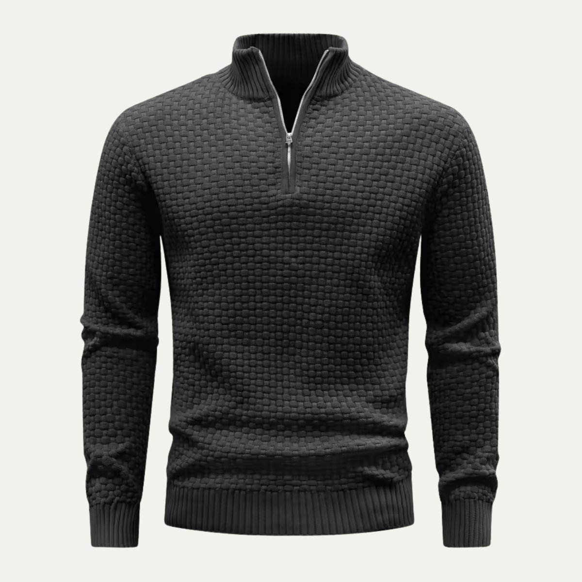 Pull zippé texturé et confortable pour homme