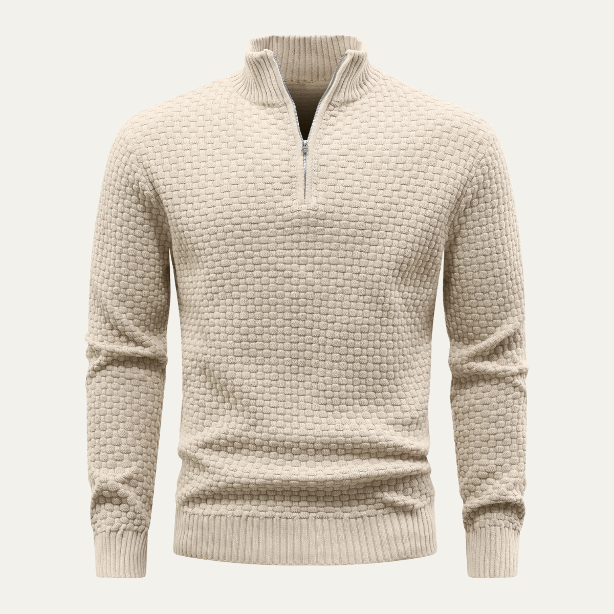 Pull zippé texturé et confortable pour homme