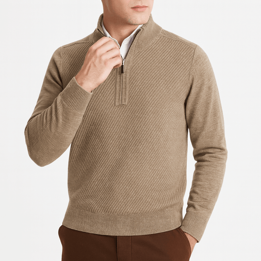 Pull zippé vintage en laine pour homme