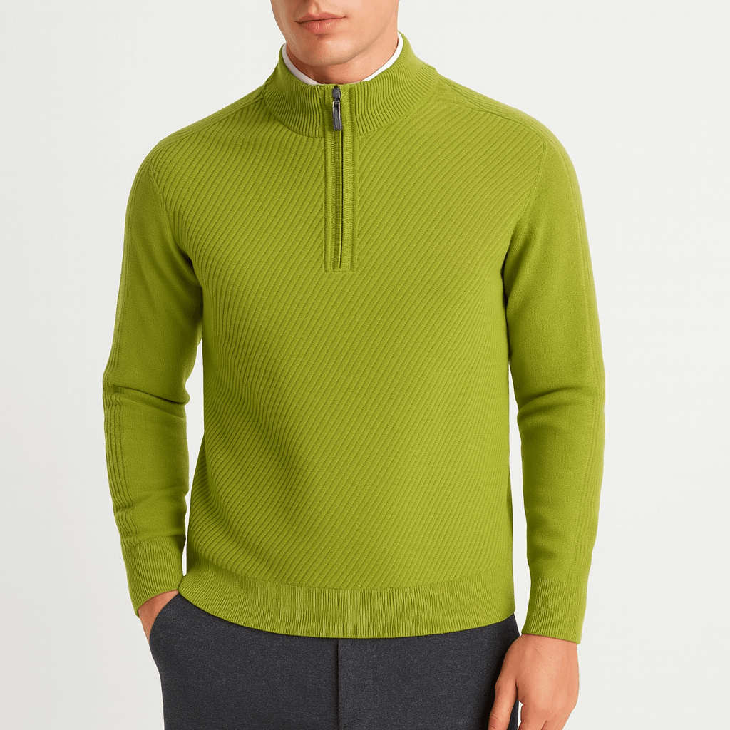 Pull zippé vintage en laine pour homme