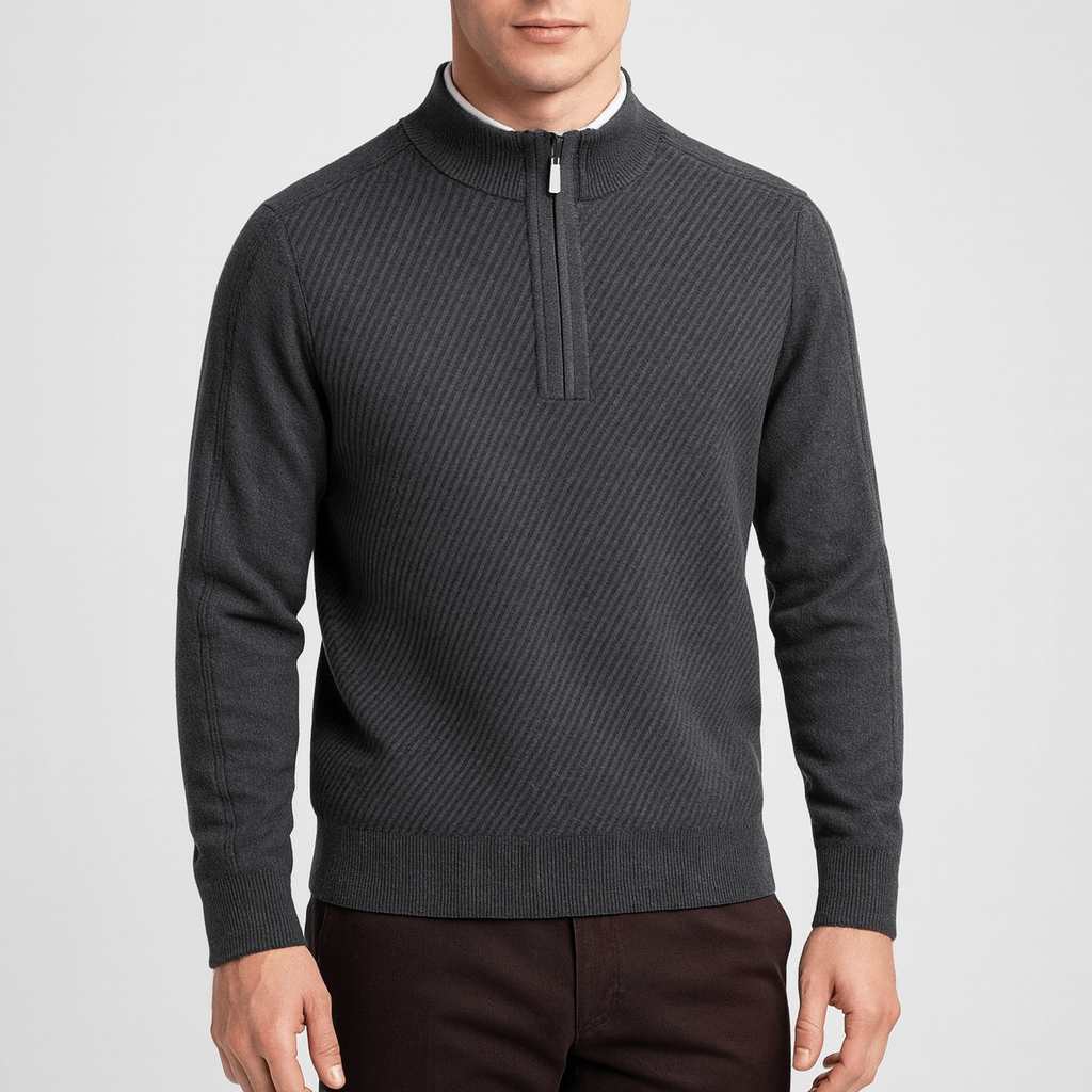 Pull zippé vintage en laine pour homme