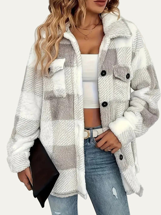 Surchemise Teddy à carreaux pour femme