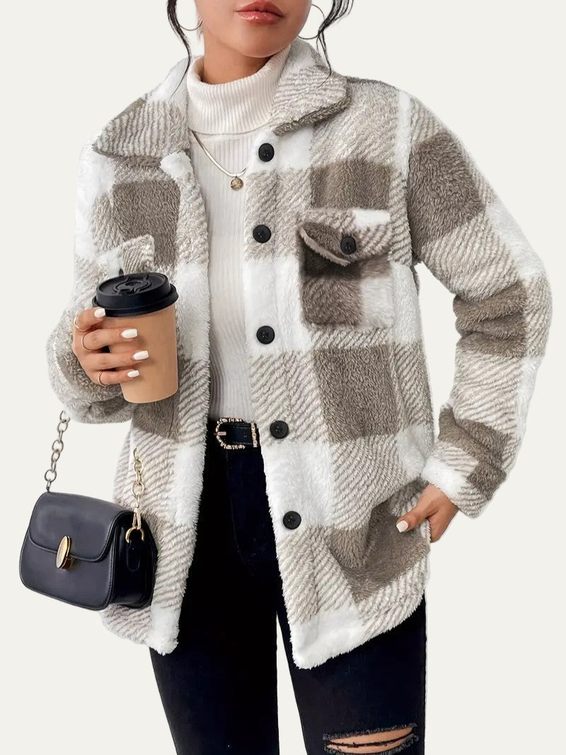 Surchemise Teddy à carreaux pour femme